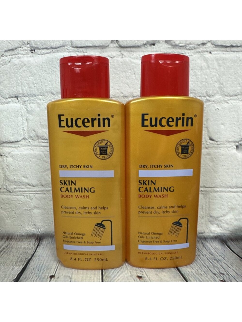 2x Eucerin Skin Calming Body Wash for Dry & Itchy Skin Fragrance Free 8.4oz NEW